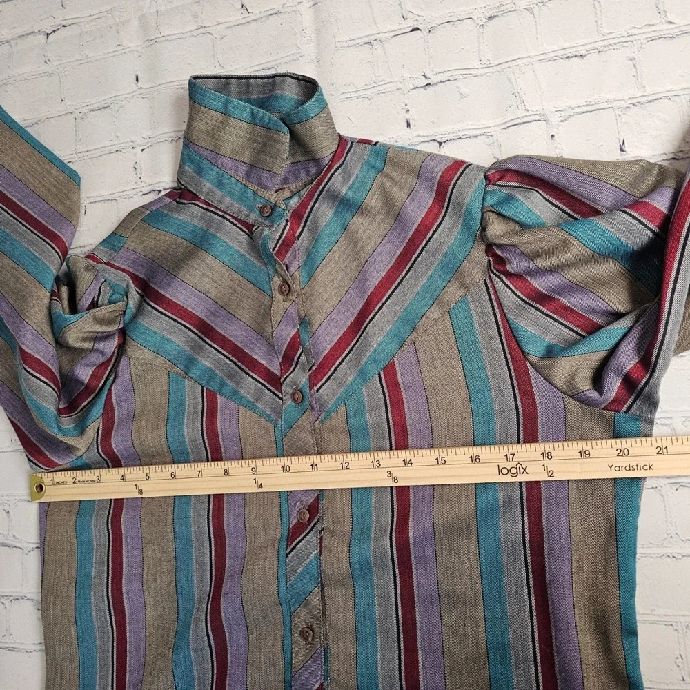 Vintage Western Sophisticates Pendleton Striped Pleated Skirt‎ Set Blouse 13/14